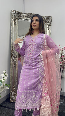 Asifa Nabeel - inspired - Lawn - Lilac Pink -