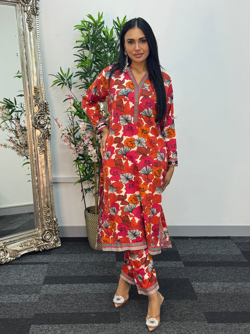 Daily Wear - 2pc Printed Linen - Floral