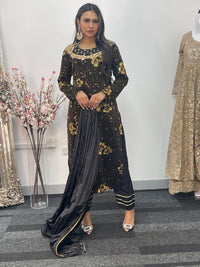 Dil Bahar - velvet  - Black