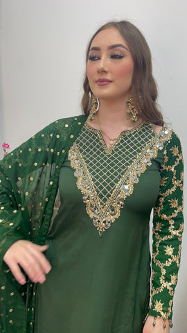 Afsana - Handwork - Party Wear - Green -