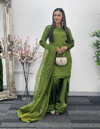 Saba - Farshi Shalwar - olive green -P