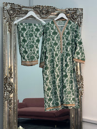 Daily Wear - 2pc Printed Linen - Green