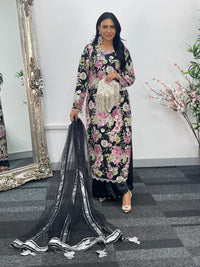 Kareena - Floral cutdana - Karina - Black Pink - B