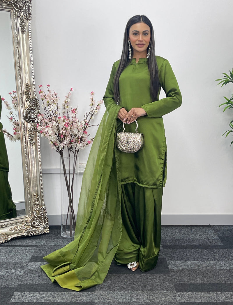 Saba - Farshi Shalwar - olive green -P