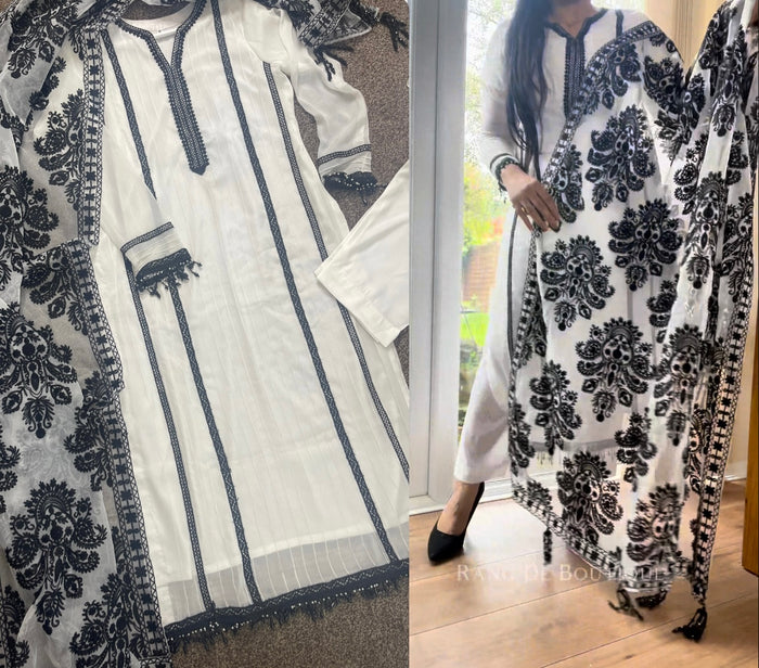 Monochrome - Black & White Chiffon-