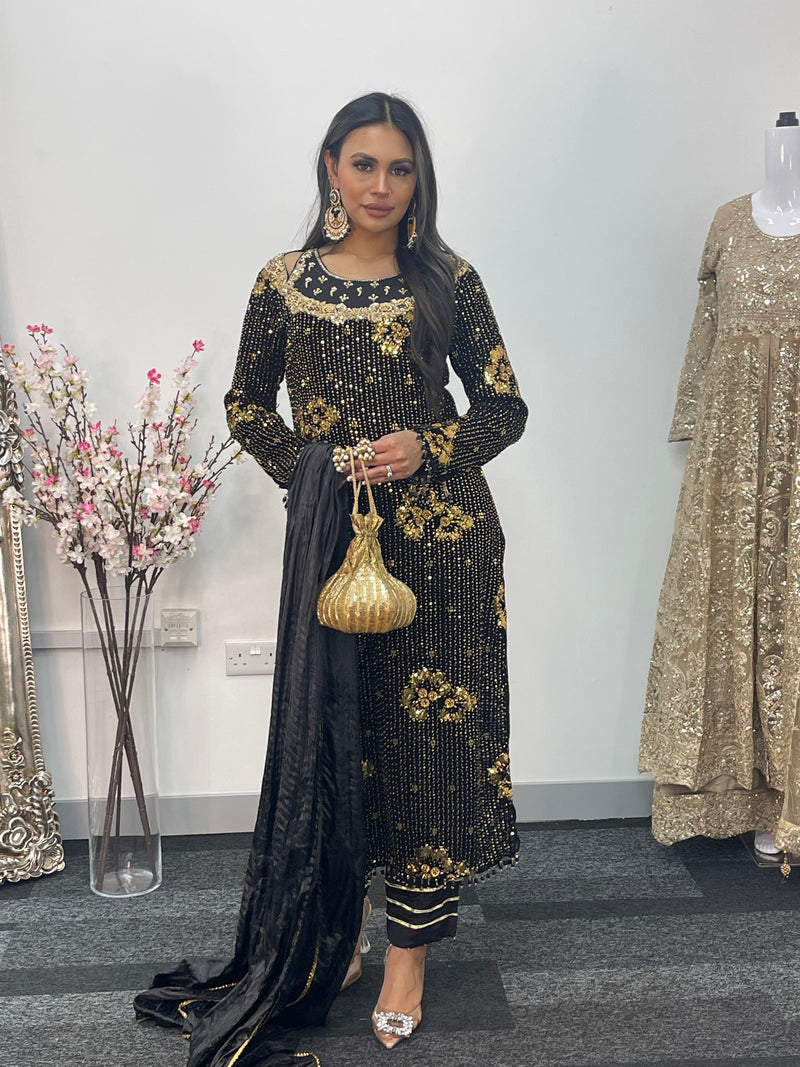 Dil Bahar - velvet  - Black