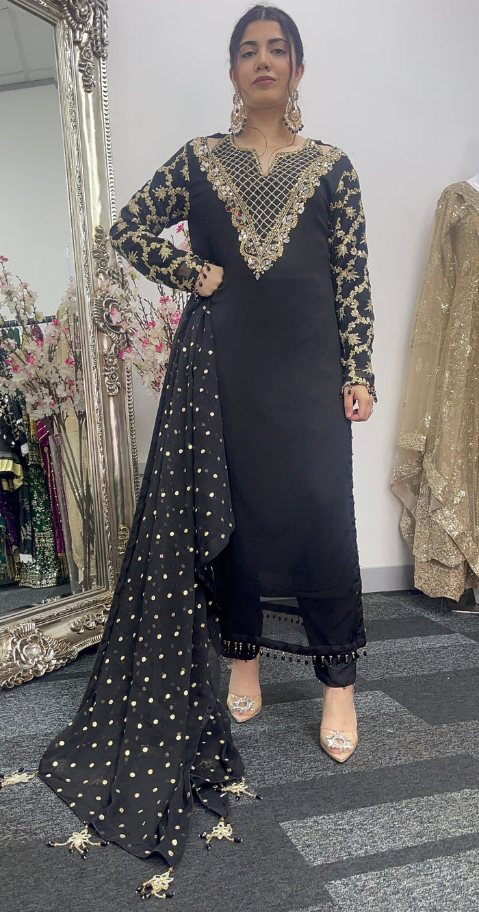 Afsana - Handwork - Party Wear - Black -