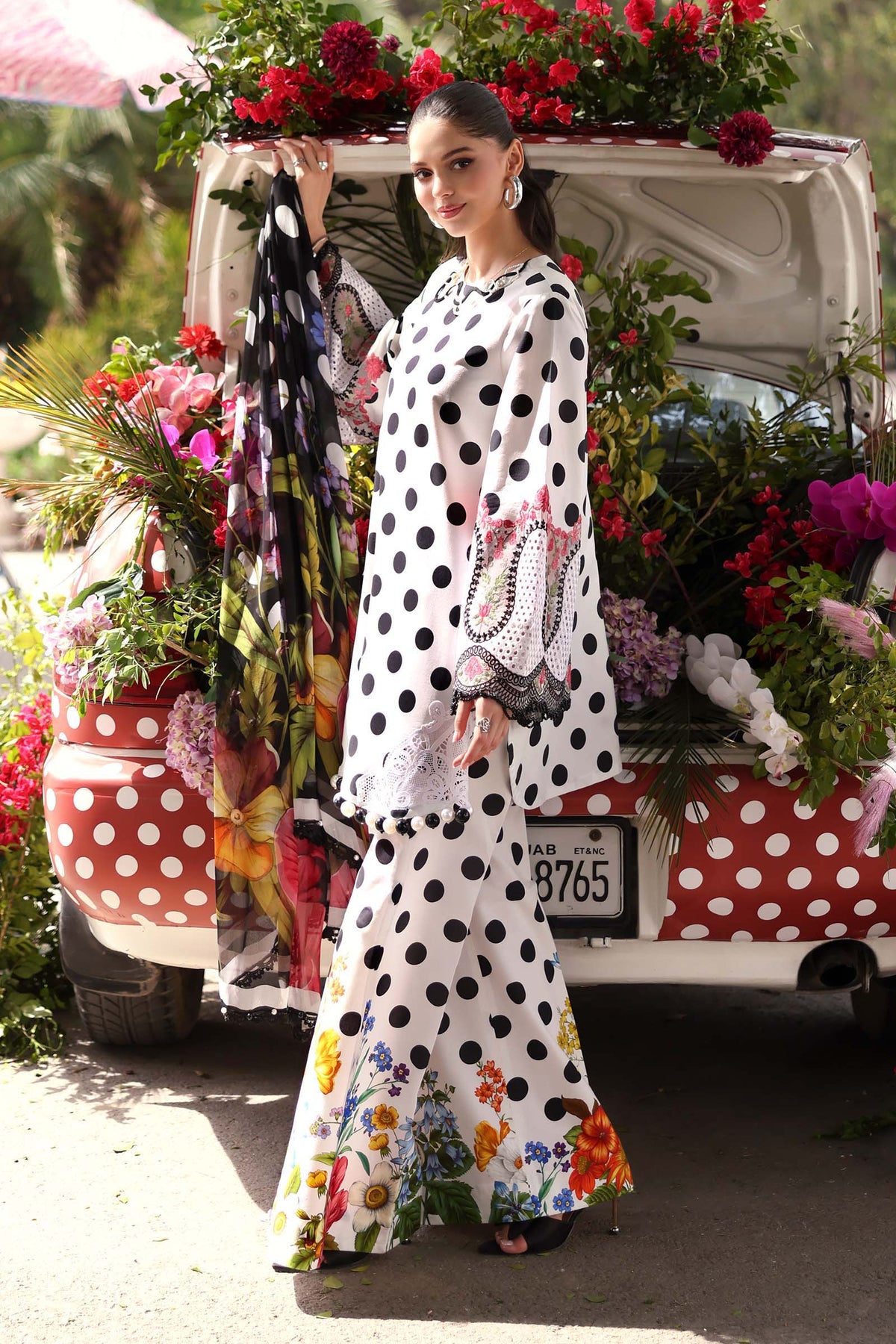 Maria B MPrints Lawn - Polka Dots - Black