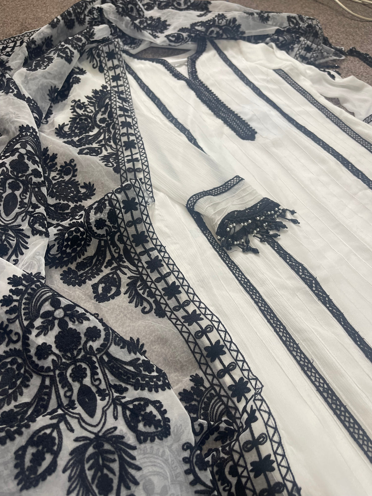 Monochrome - Black & White Chiffon-