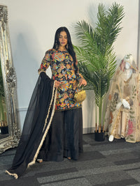 Phoolwari - Armani Silk - Black