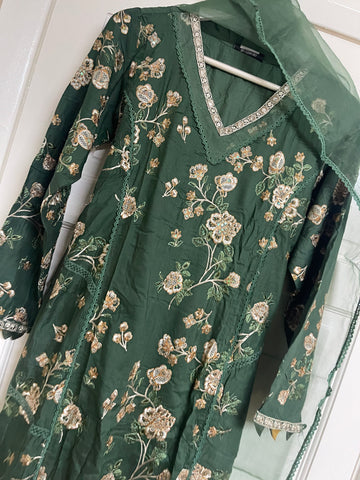 Linen - Embroidered - Winter - Green - ANU