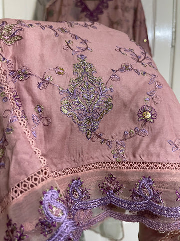 - Linen - Embroidered - Winter- Pink - ANU