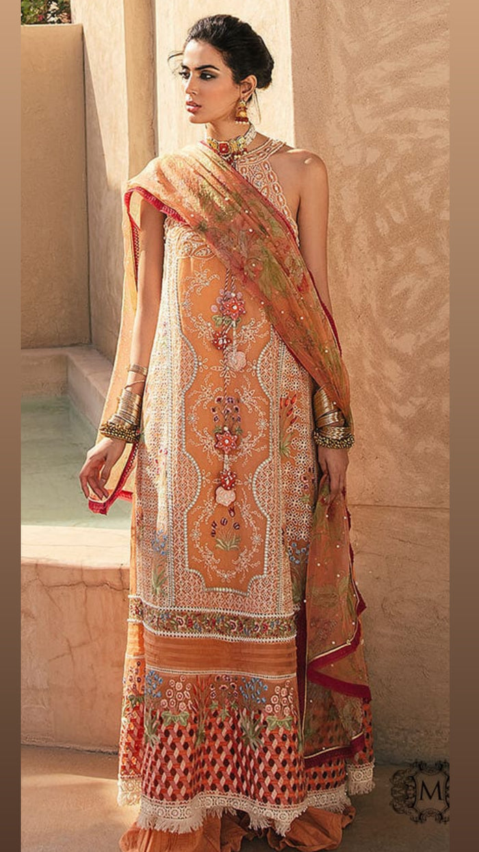 Mushq Kahani - Peach Outfit - Cotton Net - Party Wear