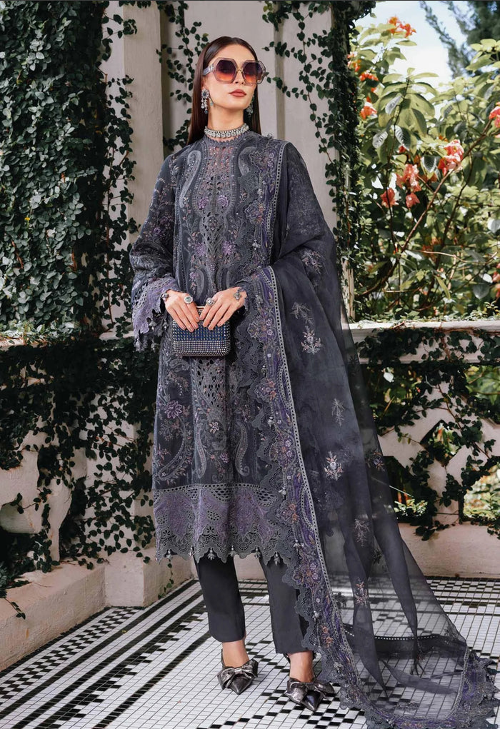 Maria B Luxury Velvet - Gray Purple -