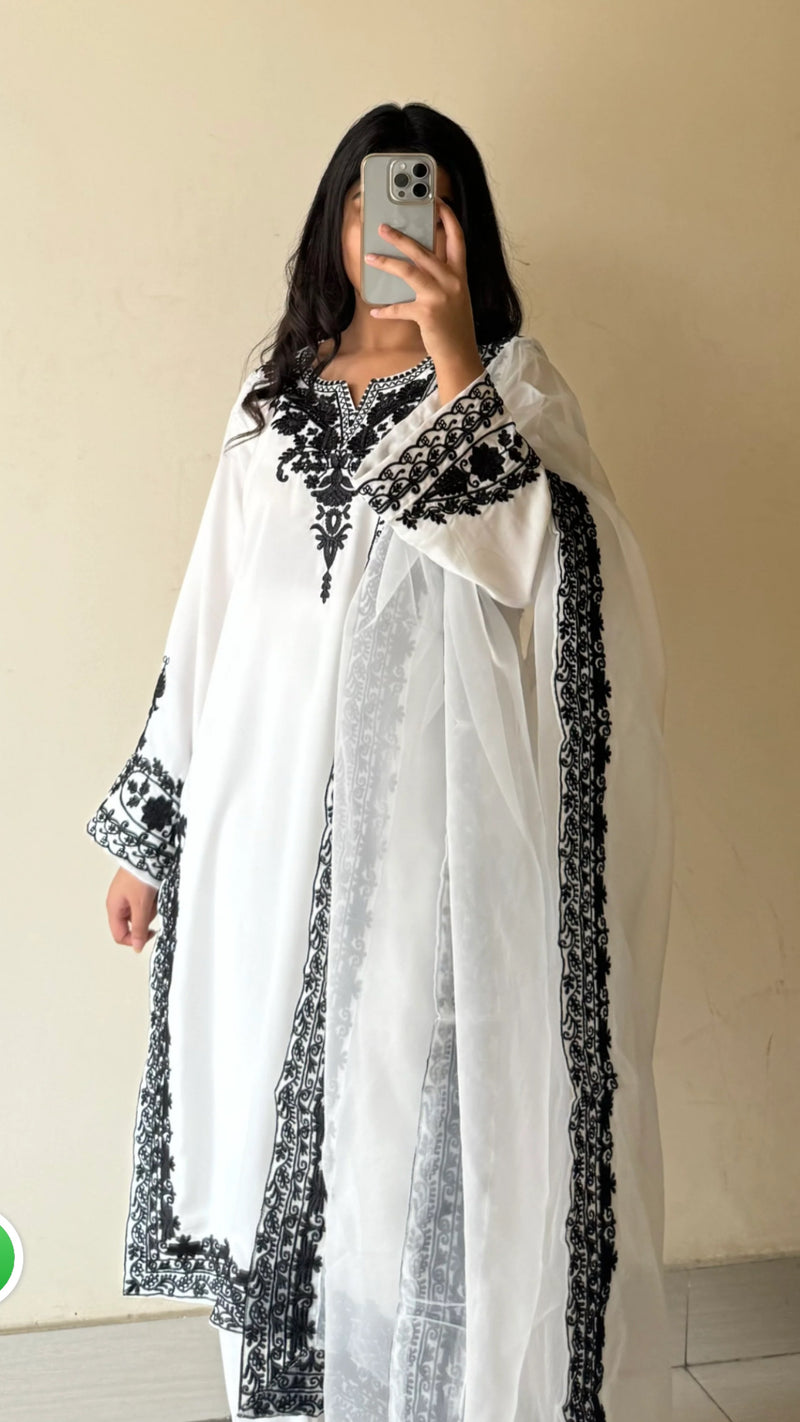 Georgette Beauty White - Embroidered Chiffon