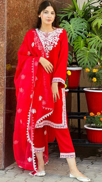 Georgette Chiffon Beauty Red - Embriodered -