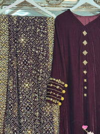 Komal - Velvet - Burgundy