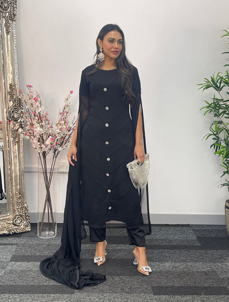 Floor Length Sleeves - Black