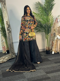 Phoolwari - Armani Silk - Black