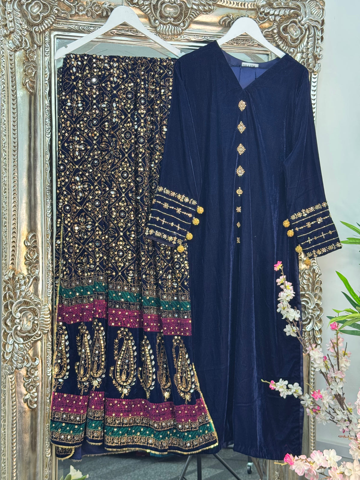 Komal - Velvet - navy blue