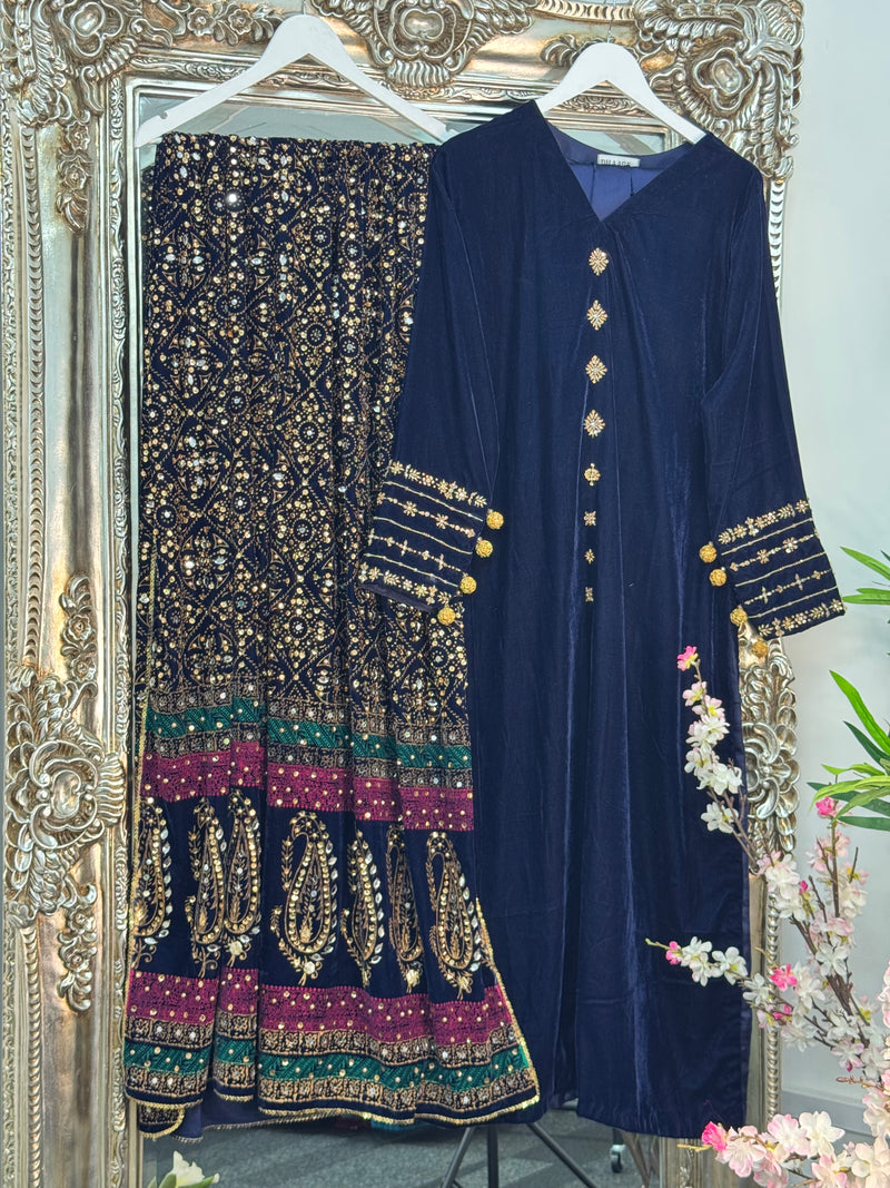 Komal - Velvet - navy blue