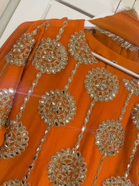 Kiran - Sheesha  Sharara - Orange - Mehndi Outfit- Party Wear-