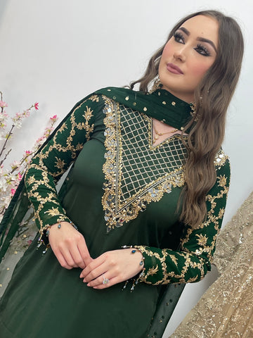 Afsana - Handwork - Party Wear - Green -