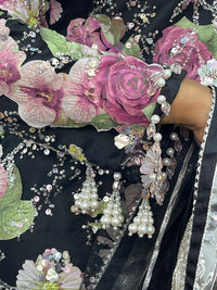 Kareena - Floral cutdana - Karina - Black Pink - B