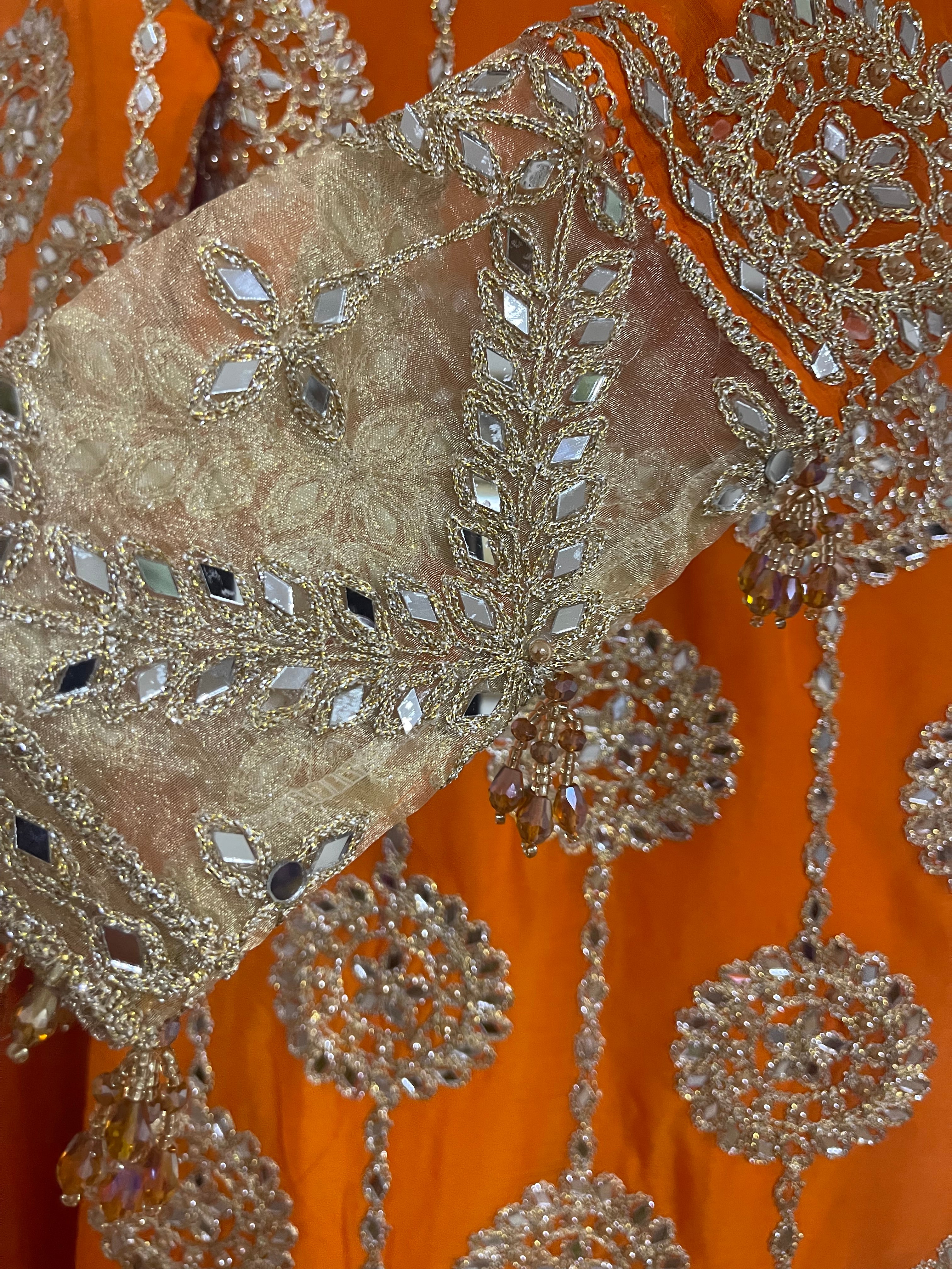 Kiran - Sheesha  Sharara - Orange - Mehndi Outfit- Party Wear-