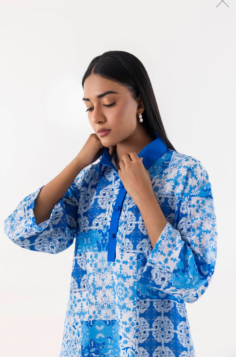 Original Sana Safinaz - Blue Printed Dress