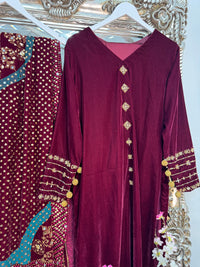 Komal - Velvet - Maroon