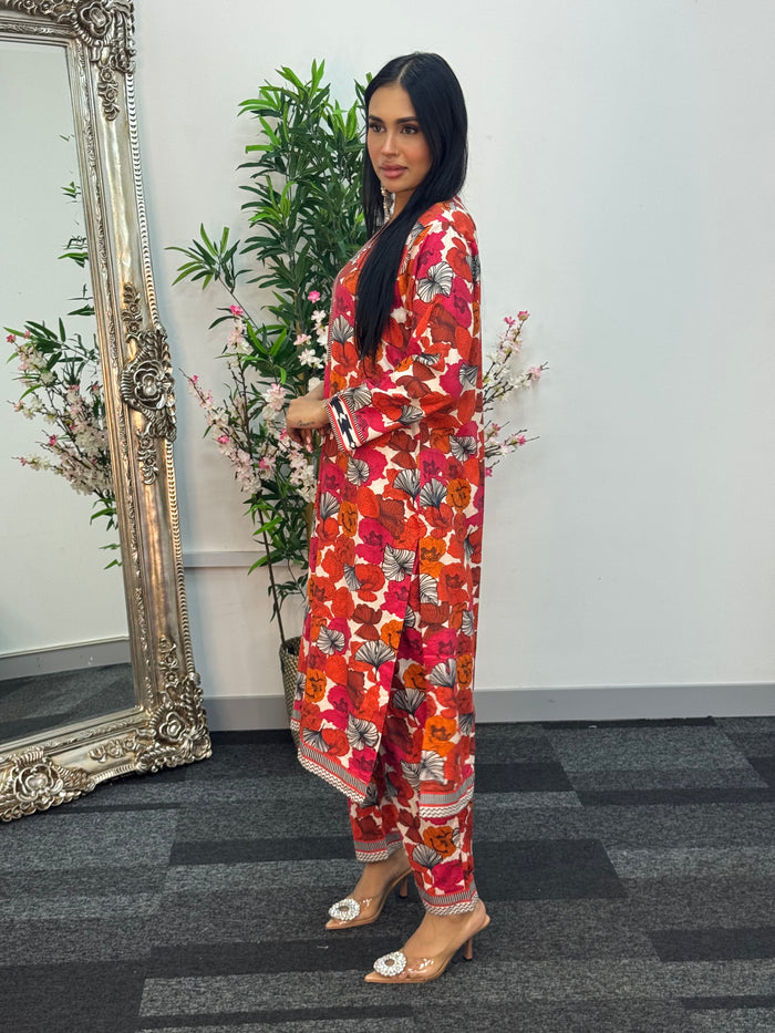 Daily Wear - 2pc Printed Linen - Floral