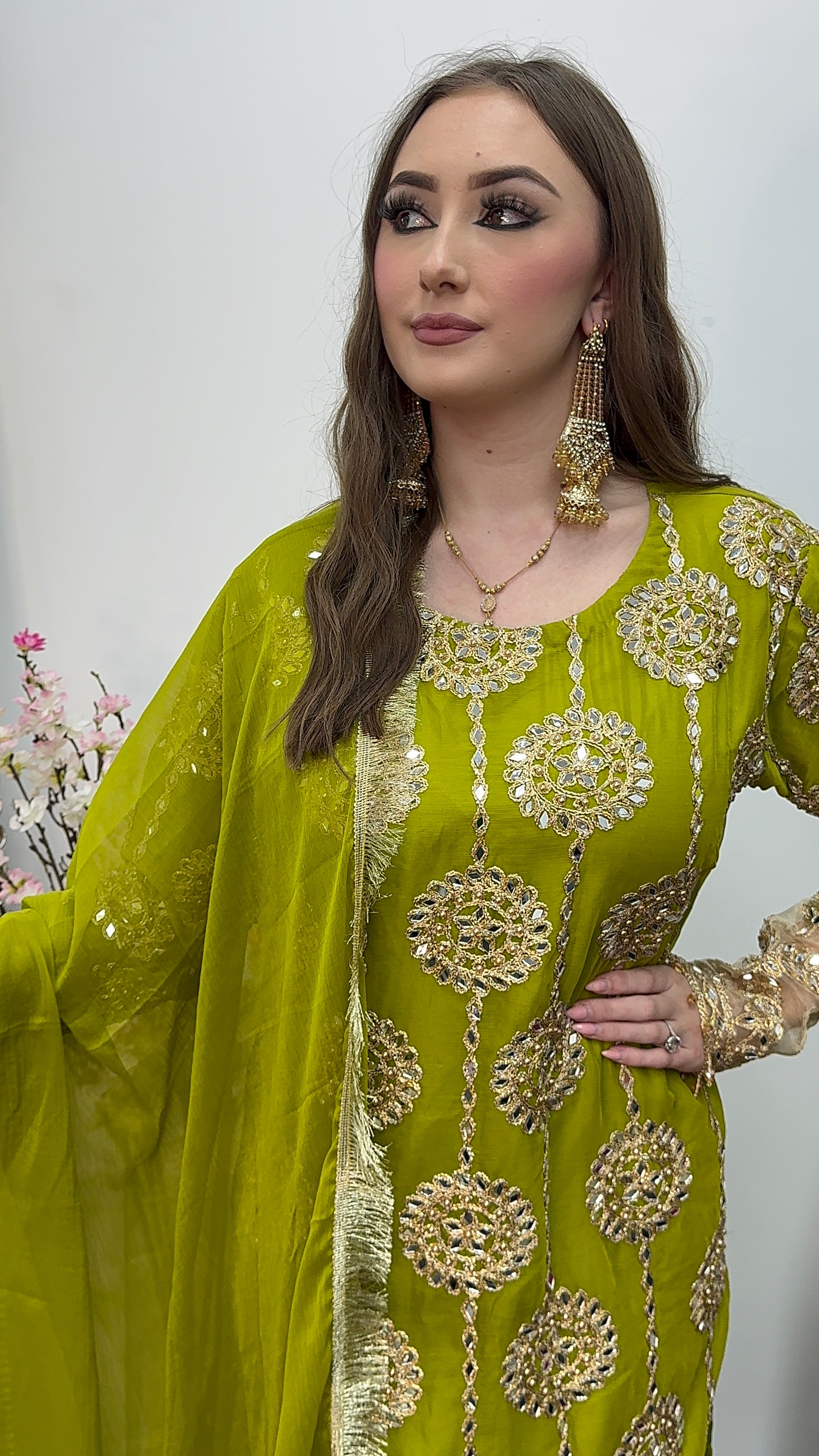 Kiran - Sheesha  Sharara - Green - Mehndi Outfit- Party Wear-