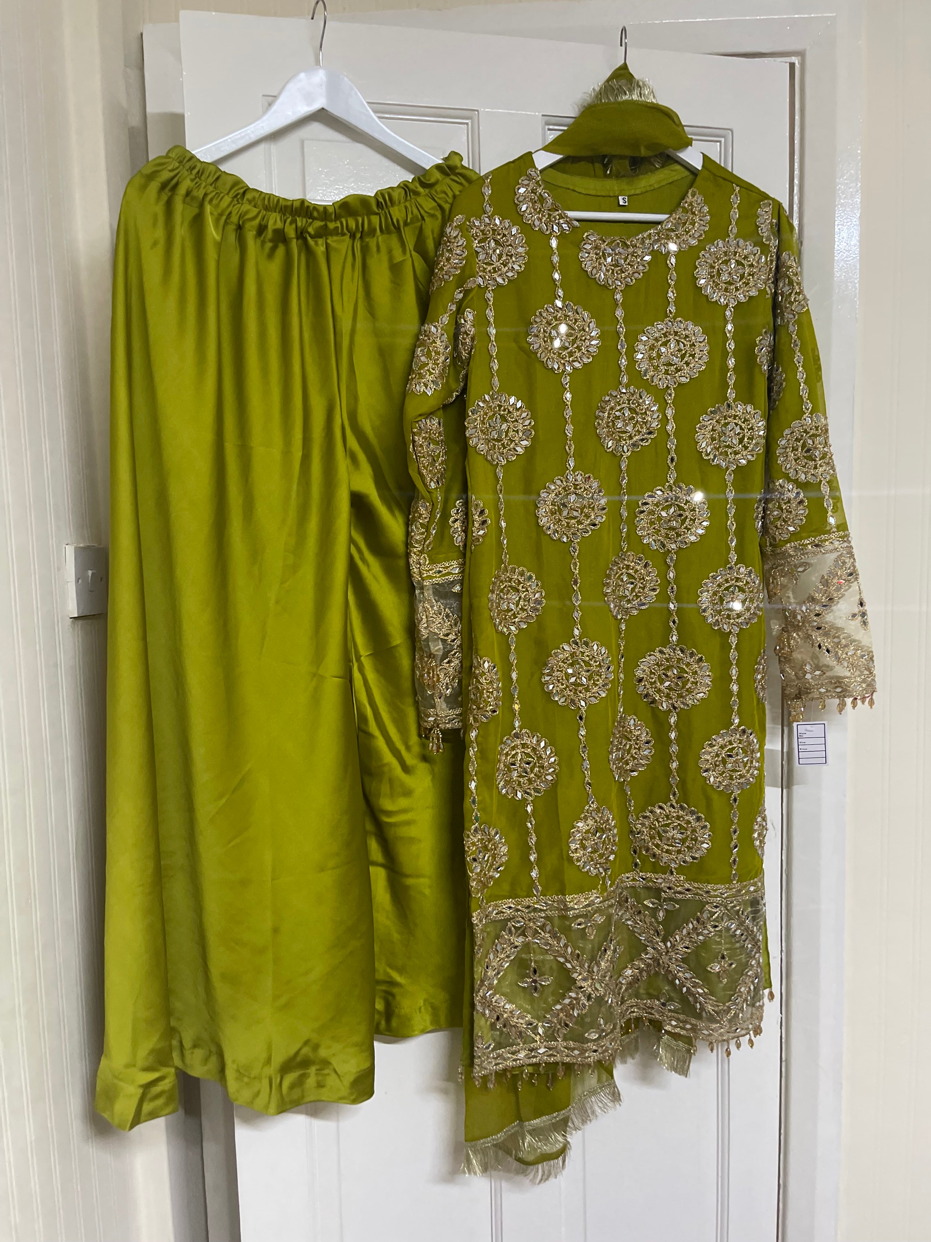 Kiran - Sheesha  Sharara - Green - Mehndi Outfit- Party Wear-