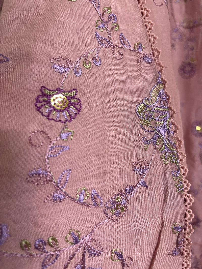 - Linen - Embroidered - Winter- Pink - ANU