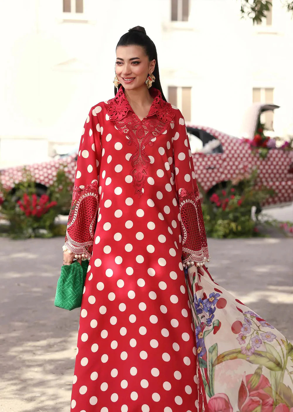 Maria B MPrints Lawn - Polka Dots - Red