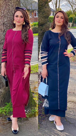 Doriya - Black Maroon - 2 PC