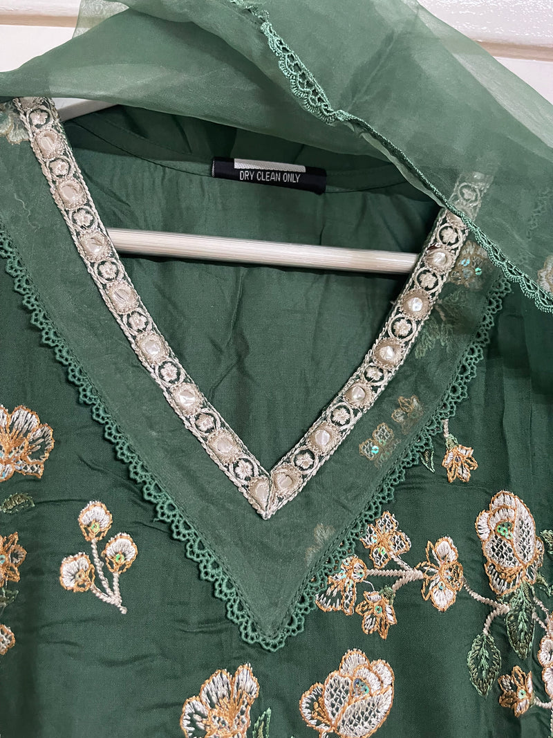 Linen - Embroidered - Winter - Green - ANU