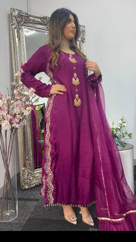 Sheesh Mahal - Magenta Mirror work - Party Wear