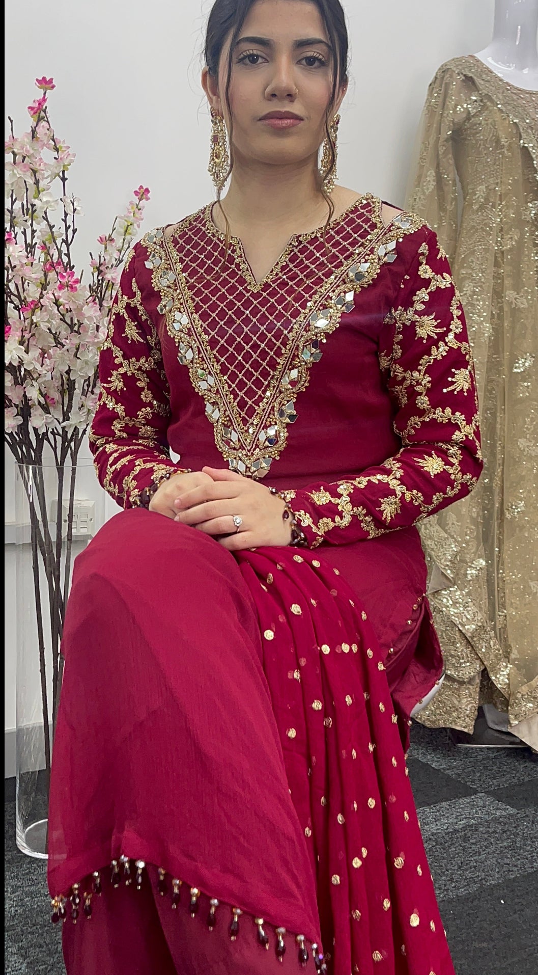 Afsana - Handwork - Party Wear -Maroon-