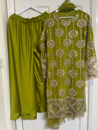 Kiran - Sheesha  Sharara - Green - Mehndi Outfit- Party Wear-