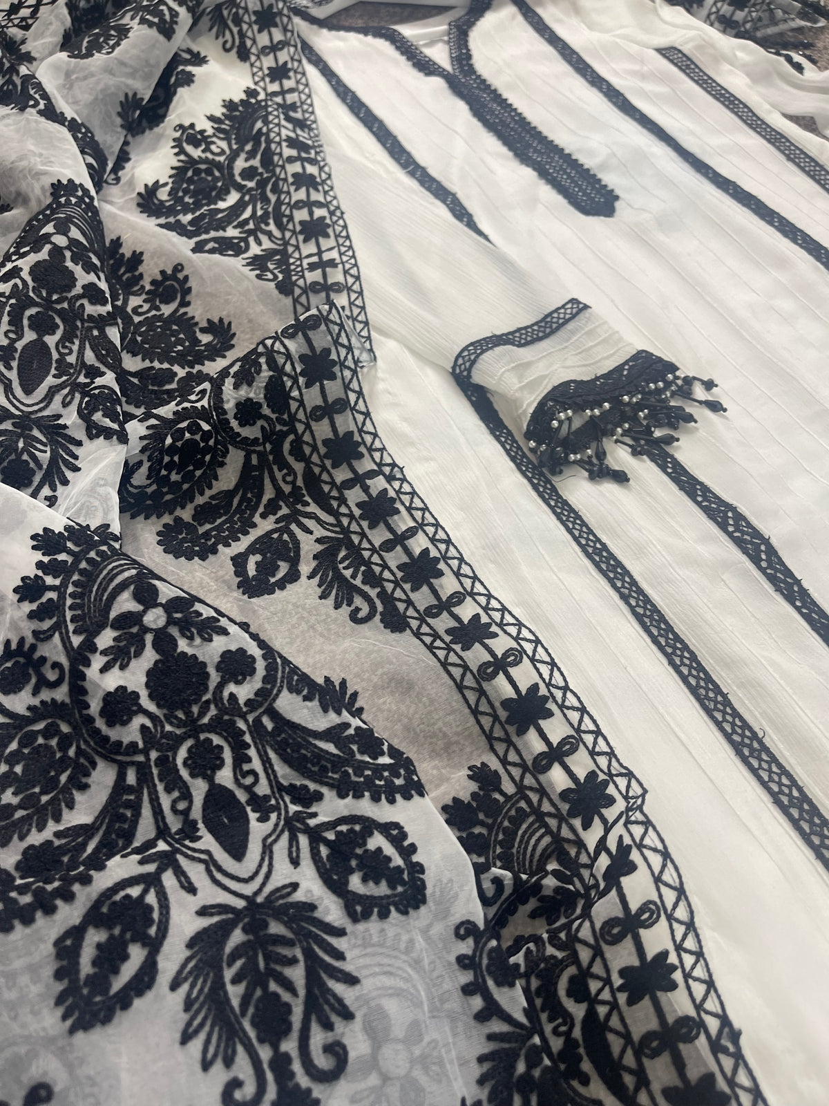 Monochrome - Black & White Chiffon-