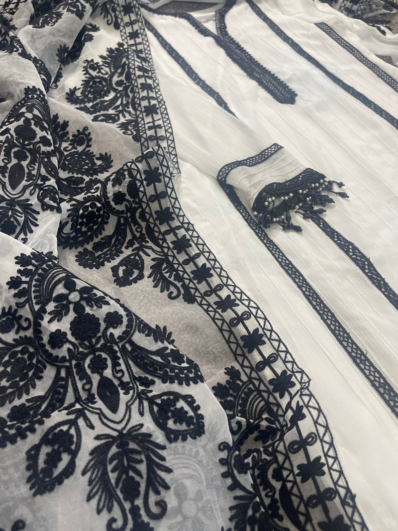 Monochrome - Black & White Chiffon-