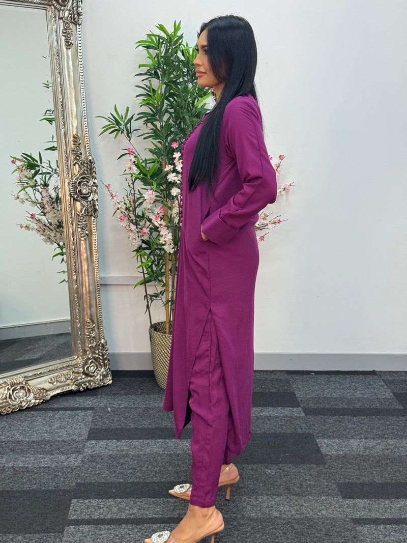 Basic Karandi - Winter Co-Ord - Magenta -