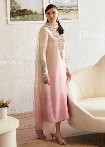 (Pre Order 3/4 Weeks) Kanwal Malik Inspired  “Gulaabi” Luxury Outfit - Ombre Pink & Ivory