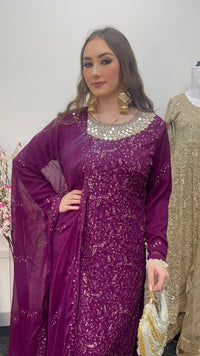 Chamkeeli - Chiffon Party Wear - plum - Purple