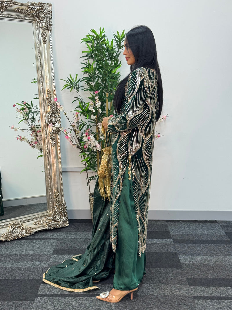 Pia - Cutdana Velvet- Green -