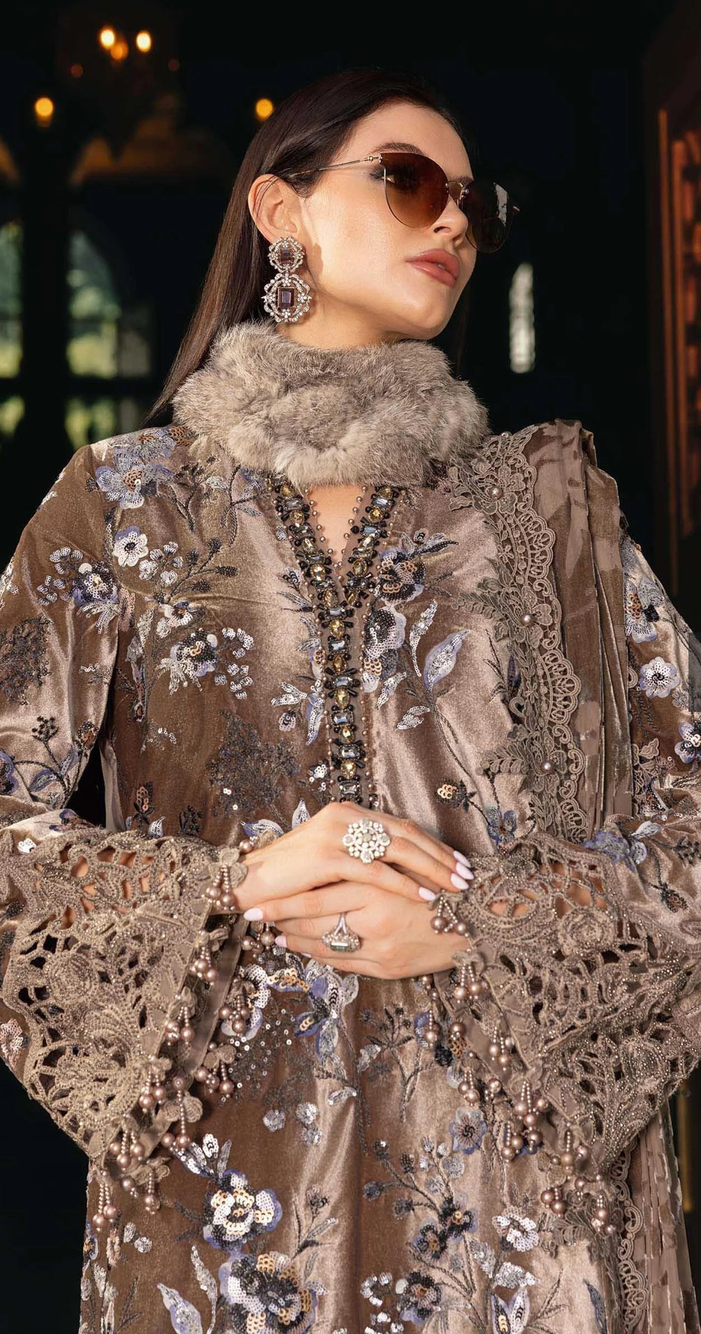 Maria B Luxury Velvet - Brown - D3