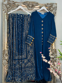 Komal - Velvet - Teal Blue