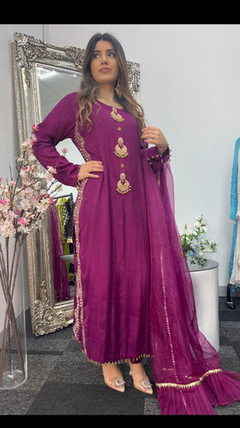 Sheesh Mahal - Magenta Mirror work - Party Wear